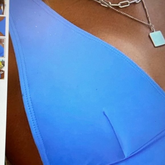 Brand New Plain V Neck Bikini Swimsuit Blue L 8/12 - Picture 4 of 4